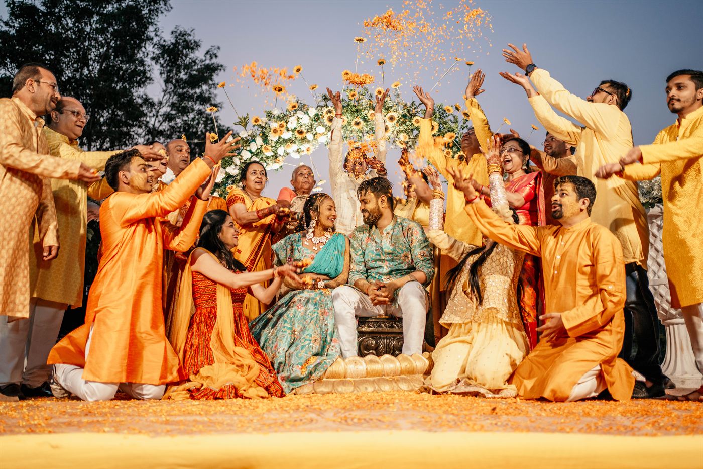 Celebration evening under fairy lights in Udaipur